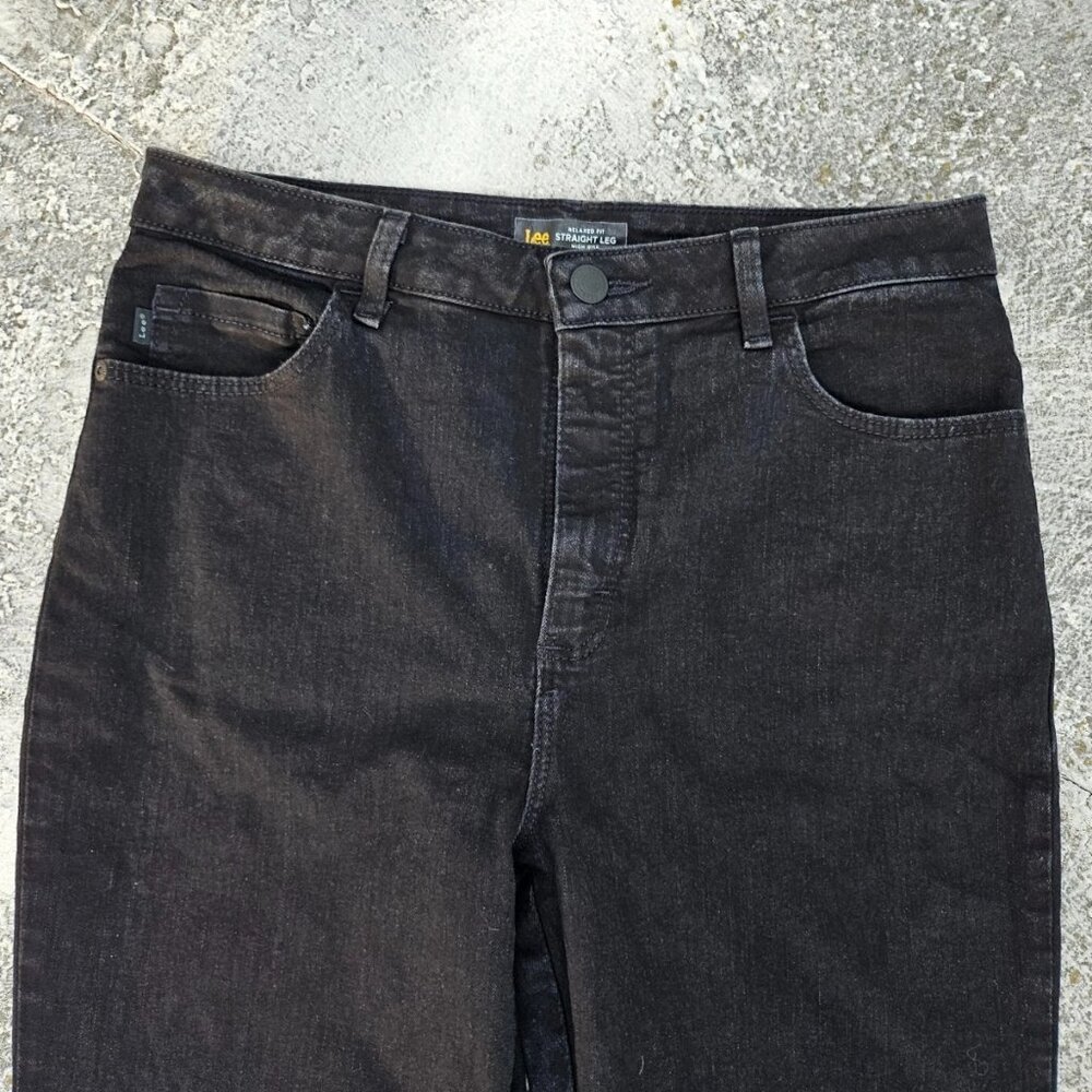 Lee Women Jeans Black Denim Cotton Blend Pant Size 10 TALL 34L - Picture 5 of 11